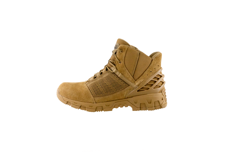 Original SWAT coyote tactical boots with a lace-up closure, rubber outsole, and mesh fabric upper designed for performance and comfort.