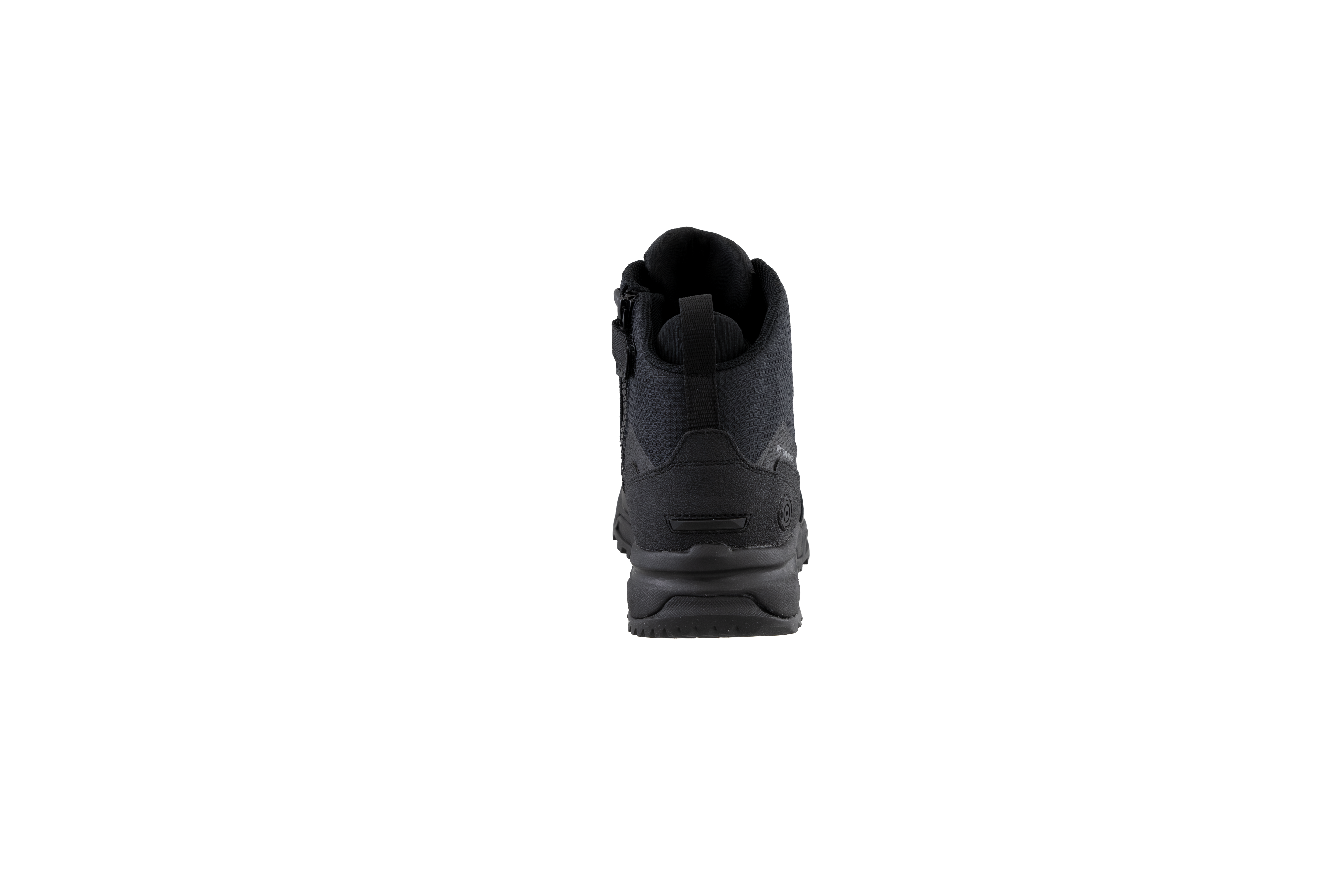 Original SWAT black tactical boots with a polishable toe and side zipper, featuring a non-marking rubber outsole.