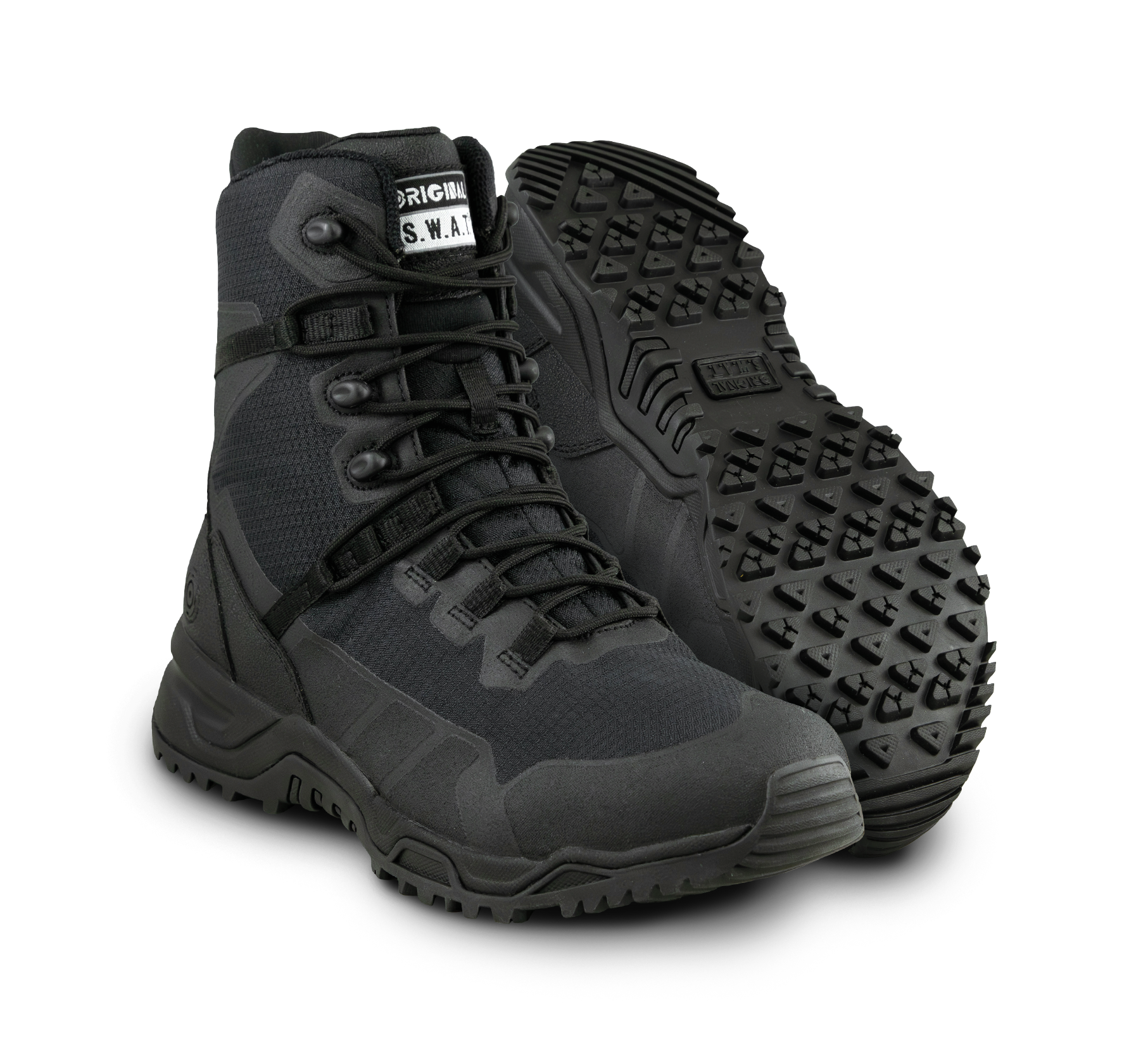 Original SWAT best police boots with a side zipper, featuring a non-marking rubber outsole.