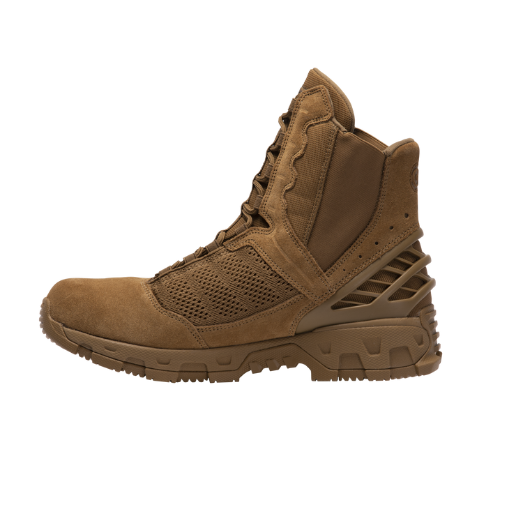 Original SWAT coyote tactical boots with a lace-up closure, rubber outsole, and mesh fabric upper designed for performance and comfort.
