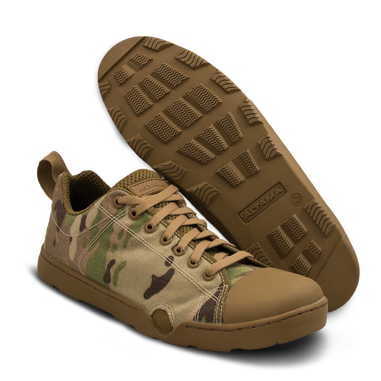Photo of a pair of Altama® Maritime Low multicam zero drop boots