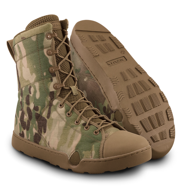 Photo of a pair of Altama® Maritime 8 inch multicam zero drop boots