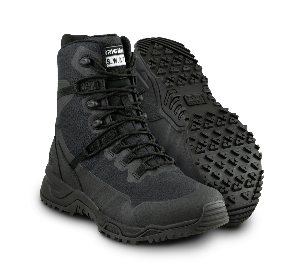 Original SWAT best police boots with a side zipper, featuring a non-marking rubber outsole.