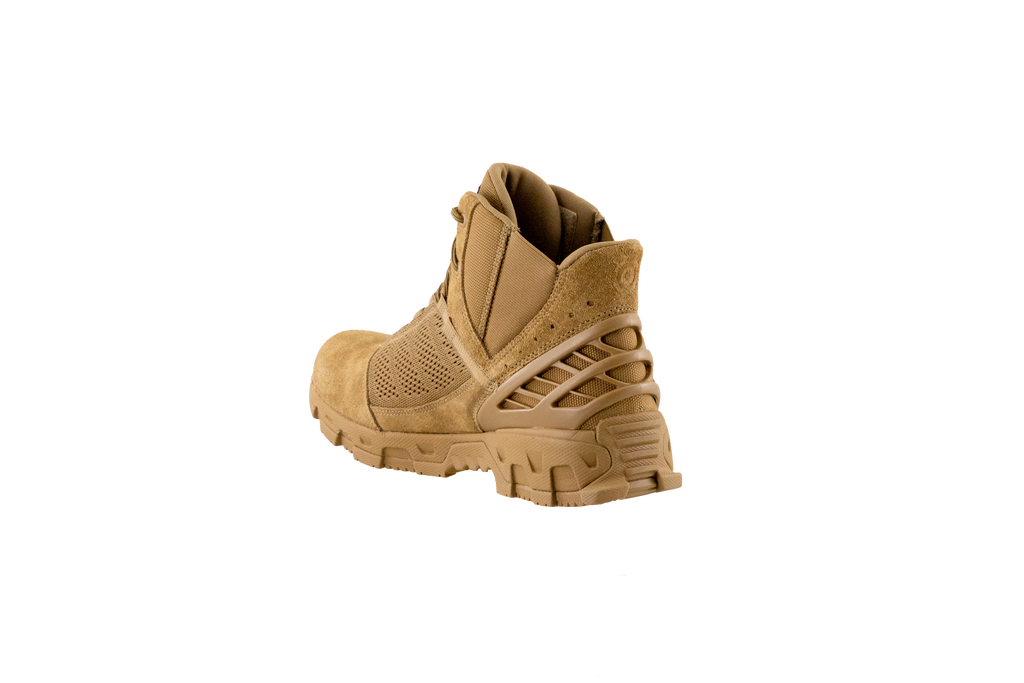 Original SWAT coyote tactical boots with a lace-up closure, rubber outsole, and mesh fabric upper designed for performance and comfort.