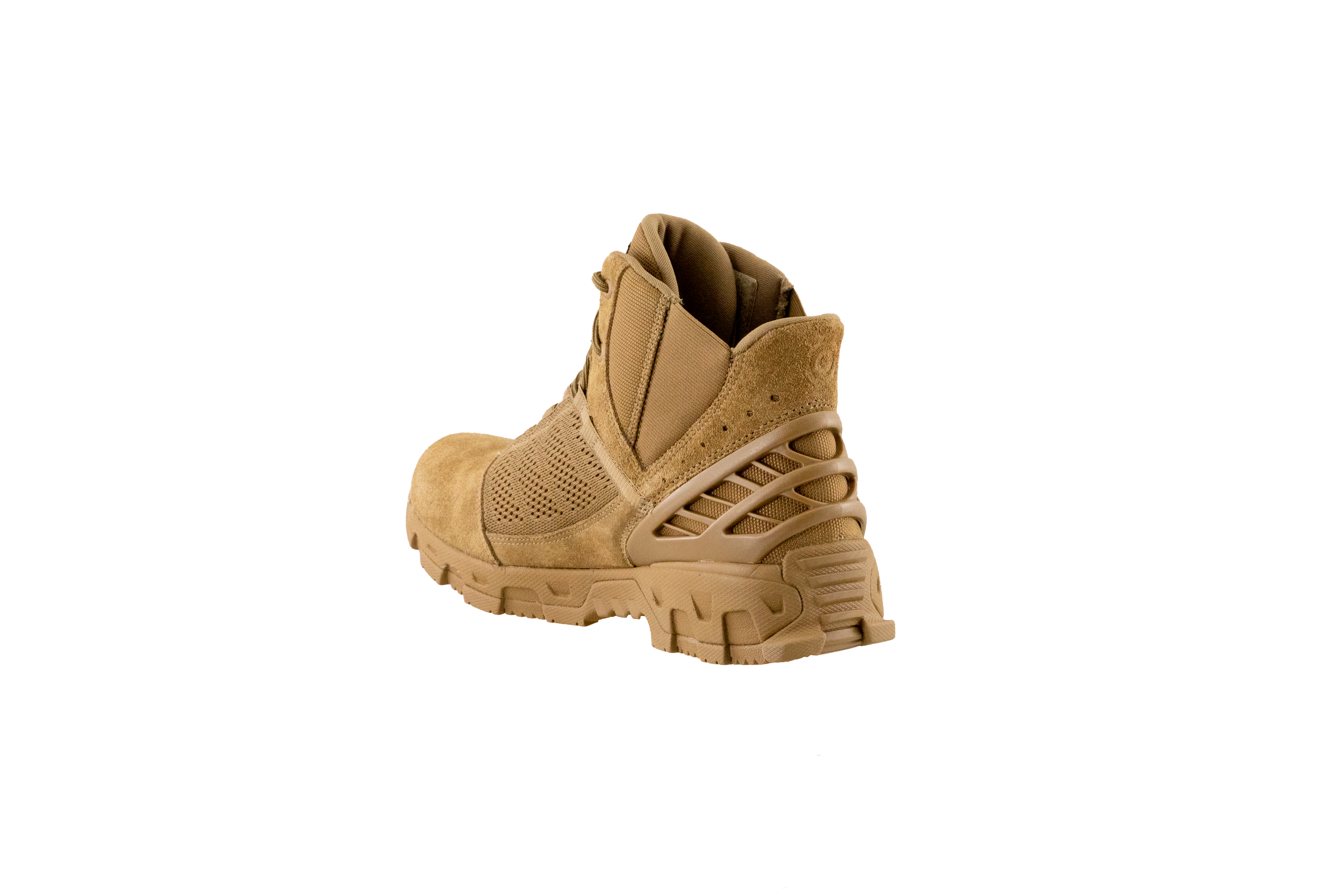 Original SWAT coyote tactical boots with a lace-up closure, rubber outsole, and mesh fabric upper designed for performance and comfort.