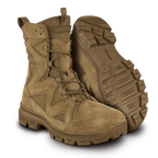 A pair of Altama ar 670 1 tactical boots with lace-up closure and slip resistant rubber outsoles 
